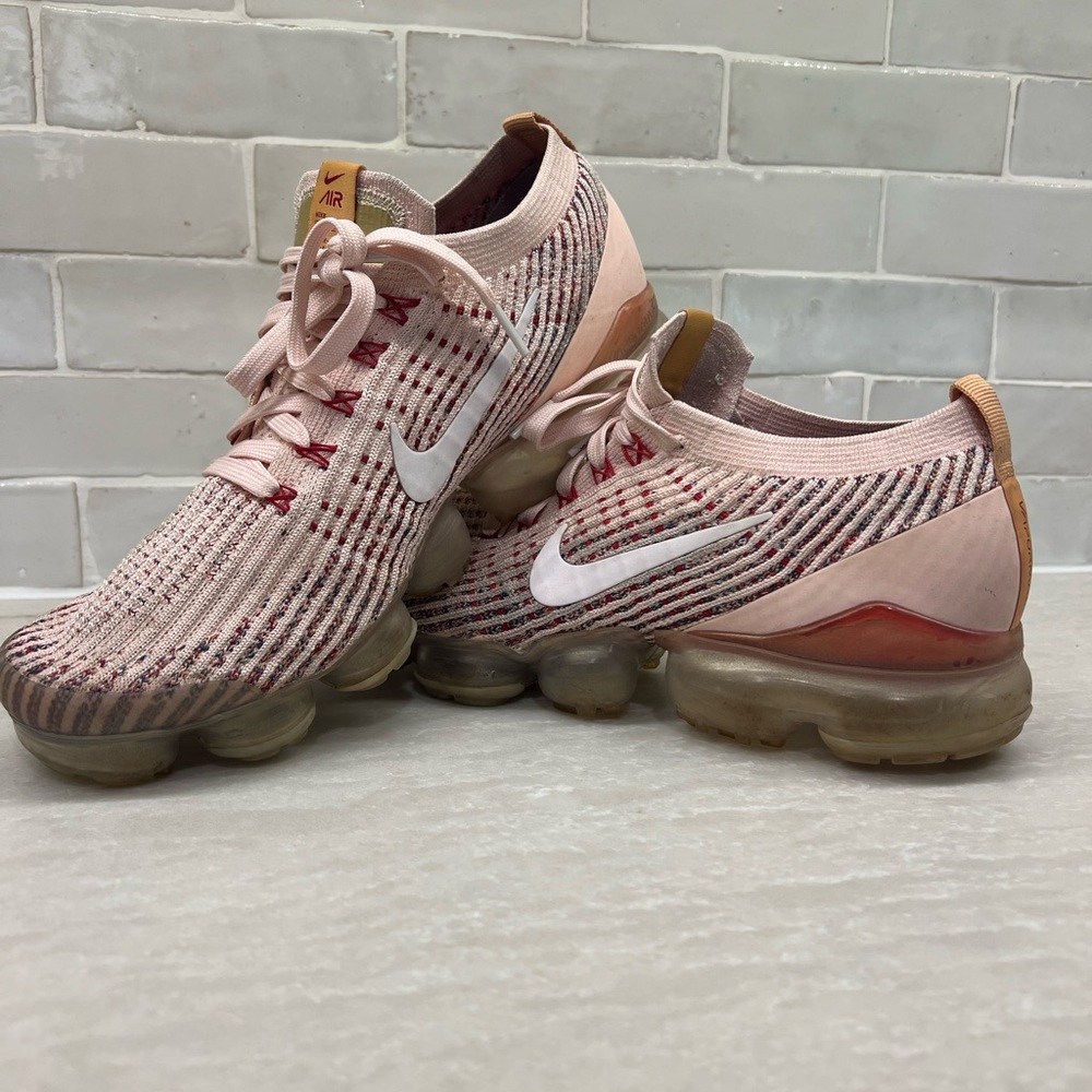Nike Women's Pink and Red VaporMax Flyknit Sneakers